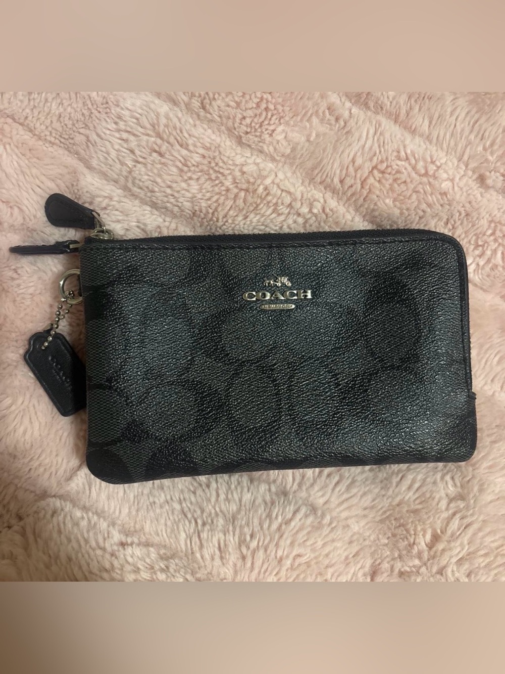 Coach Black Signature wallet with Logo Plaque